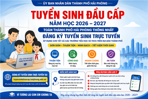 Tuyển sinh đầu cấp năm học 2026-2027 - toàn thành phố thống nhất đăng ký tuyển sinh trực tuyến