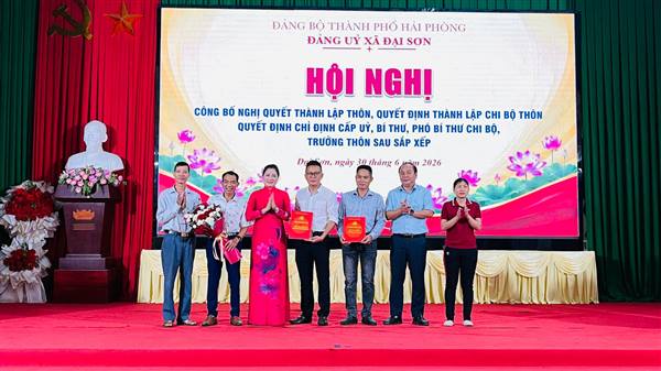 Đại Sơn công bố Nghị quyết thành lập Thôn, kiện toàn tổ chức Chi bộ sau sáp nhập