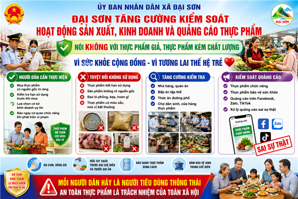 Đại Sơn tăng cường kiểm soát hoạt động sản xuất, kinh doanh và quảng cáo thực phẩm trên địa bàn