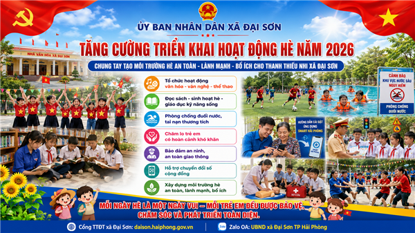 UBND xã Đại Sơn tăng cường triển khai các hoạt động hè năm 2026, tạo môi trường an toàn, bổ ích cho thanh thiếu nhi