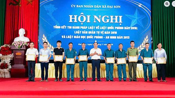 Đại Sơn tổ chức Hội nghị tổng kết thi hành pháp luật về Luật Quốc phòng, Luật Dân quân tự vệ và Luật Giáo dục quốc phòng và an ninh.