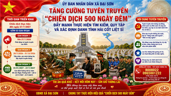 Xã Đại Sơn tăng cường tuyên truyền “Chiến dịch 500 ngày đêm đẩy mạnh thực hiện tìm kiếm, quy tập và xác định danh tính hài cốt liệt sĩ”