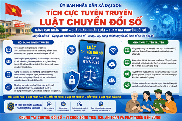 UBND xã Đại Sơn tăng cường tuyên truyền Luật Chuyển đổi số trên địa bàn xã