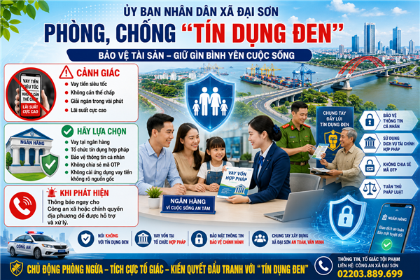 Đại Sơn tăng cường phòng ngừa, đấu tranh với hoạt động "tín dụng đen" – Chủ động bảo vệ tài sản và cuộc sống của Nhân dân