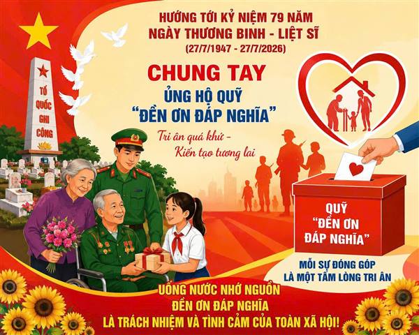 Chung tay ủng hộ Quỹ "Đền ơn đáp nghĩa" năm 2026