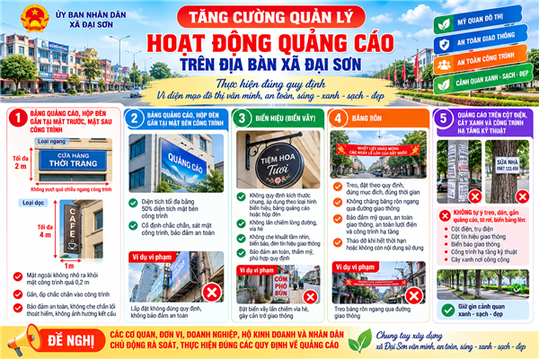 Đại Sơn tăng cường quản lý hoạt động quảng cáo trên địa bàn