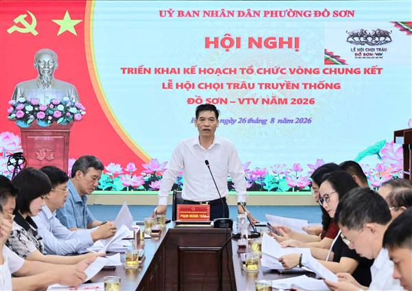 UBND PHƯỜNG ĐỒ SƠN TRIỂN KHAI KẾ HOẠCH TỔ CHỨC VÒNG CHUNG KẾT LỄ HỘI CHỌI TRÂU TRUYỀN THỐNG ĐỒ SƠN - VTV 2026