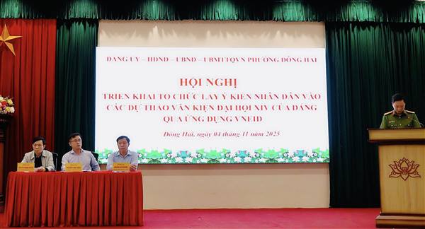  PHƯỜNG ĐÔNG HẢI TRIỂN KHAI LẤY Ý KIẾN NHÂN DÂN GÓP Ý CÁC DỰ THẢO VĂN KIỆN ĐẠI HỘI XIV CỦA ĐẢNG QUA ỨNG DỤNG VNEID
