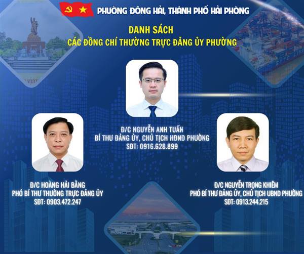 DANH SÁCH CÁC ĐỒNG CHÍ LÃNH ĐẠO ĐẢNG ỦY, HĐND, UBND, UBMTTQVN PHƯỜNG ĐÔNG HẢI
