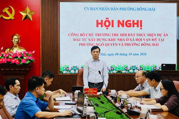 Phường Đông Hải công bố chủ trương thu hồi đất thực hiện Dự án Nhà ở xã hội Vạn Mỹ
