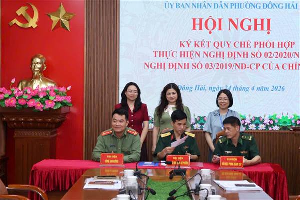 Phường Đông Hải tổ chức ký kết Quy chế phối hợp giữa Công an – Quân sự – Biên phòng
