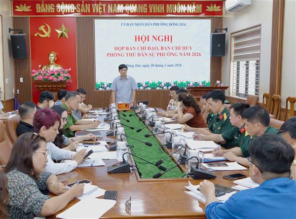 Ban Chỉ đạo diễn tập phòng thủ dân sự phường Đông Hải rà soát công tác chuẩn bị phục vụ diễn tập.
