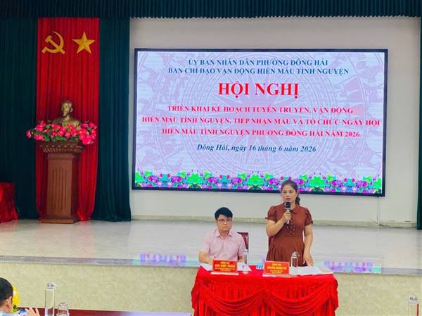 Phường Đông Hải triển khai Kế hoạch tuyên truyền, vận động hiến máu tình nguyện năm 2026