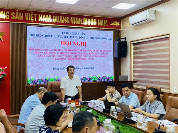 UBND phường Đông Hải đối thoại với các hộ dân về phương án bồi thường, hỗ trợ thực hiện Dự án Trường Tiểu học - THCS Đông Hải 2