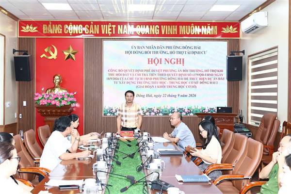UBND phường Đông Hải: Công bố, chi trả bồi thường, hỗ trợ thực hiện dự án trường học.