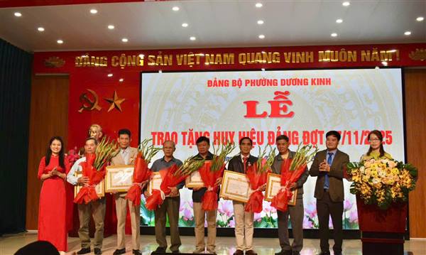Đảng bộ phường Dương Kinh long trọng tổ chức Lễ trao tặng Huy hiệu Đảng đợt 07/11/2025