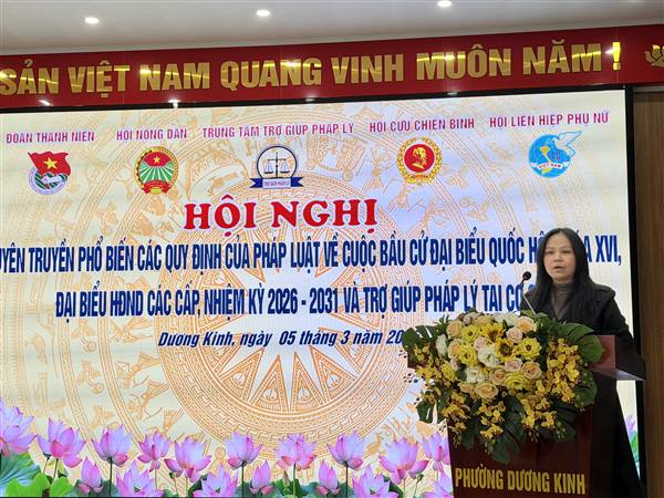 Phường Dương Kinh tổ chức hội nghị tuyên truyền pháp luật về bầu cử và trợ giúp pháp lý