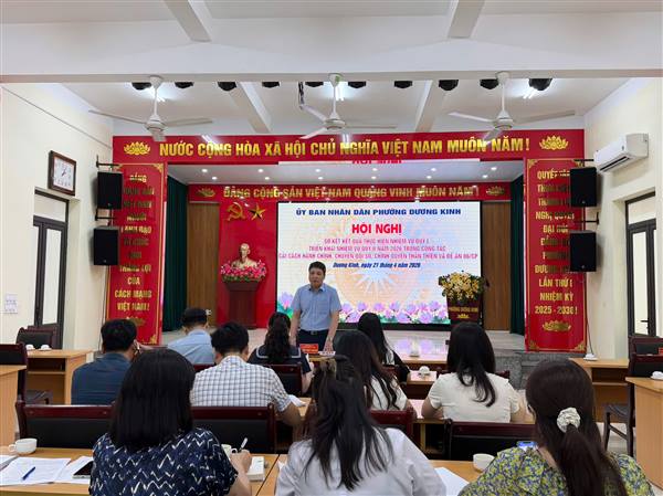 UBND phường Dương Kinh sơ kết công tác cải cách hành chính, chuyển đổi số, chính quyền thân thiện và Đề án 06/CP quý I năm 2026