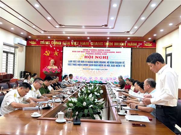 Ban Chỉ đạo phường Dương Kinh làm việc với doanh nghiệp, hộ kinh doanh về thực hiện chính sách BHXH, BHYT