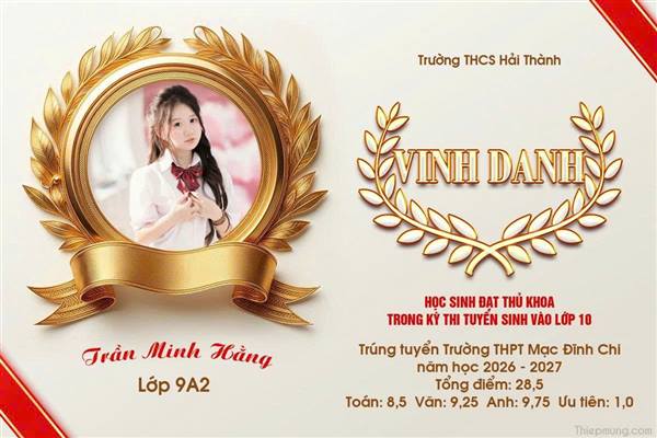 Học sinh phường Dương Kinh đạt thành tích cao tại Kỳ thi tuyển sinh vào lớp 10 THPT năm học 2026–2027