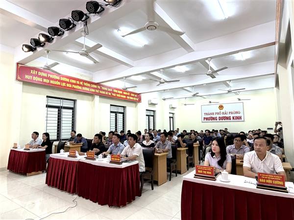 Phường Dương Kinh tham dự Hội nghị trực tuyến sơ kết 1 năm vận hành mô hình tổ chức hệ thống chính trị và mô hình chính quyền 3 cấp