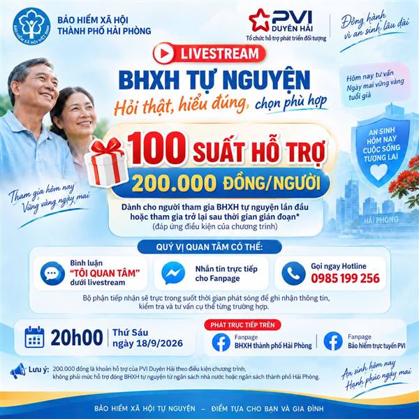 100 SUẤT HỖ TRỢ DÀNH CHO NGƯỜI THAM GIA BHXH TỰ NGUYỆN