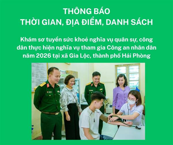 Thông báo Khám Sức khoẻ nghĩa vụ quân sự, công dân thực hiện nghĩa vụ tham gia Công an nhân dân năm 2026