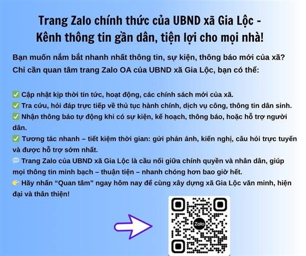 Trang Zalo chính thức của UBND xã Gia Lộc – Kênh thông tin gần dân, tiện lợi cho mọi nhà!