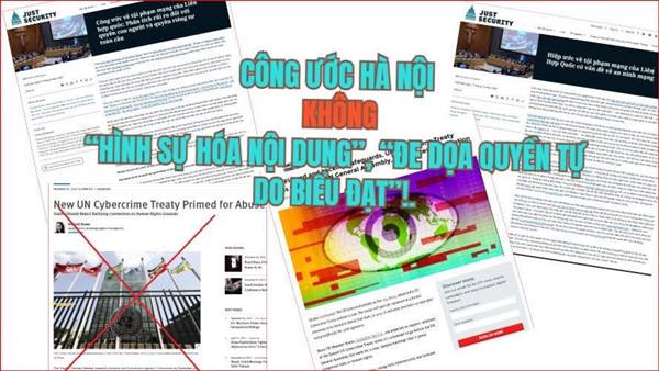 Chớ xuyên tạc, vu cáo Công ước Hà Nội “đe dọa quyền tự do biểu đạt”