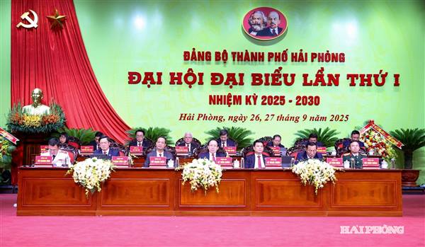 Đại hội Đảng bộ thành phố Hải Phòng nhiệm kỳ 2025-2030 hoàn thành các nội dung làm việc ngày thứ nhất