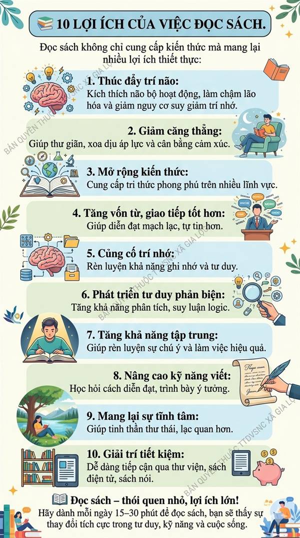 10 LỢI ÍCH CỦA VIỆC ĐỌC SÁCH