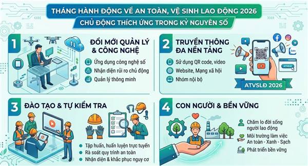 HƯỞNG ỨNG THÁNG HÀNH ĐỘNG VỀ AN TOÀN, VỆ SINH LAO ĐỘNG TRÊN ĐỊA BÀN THÀNH PHỐ HẢI PHÒNG NĂM 2026