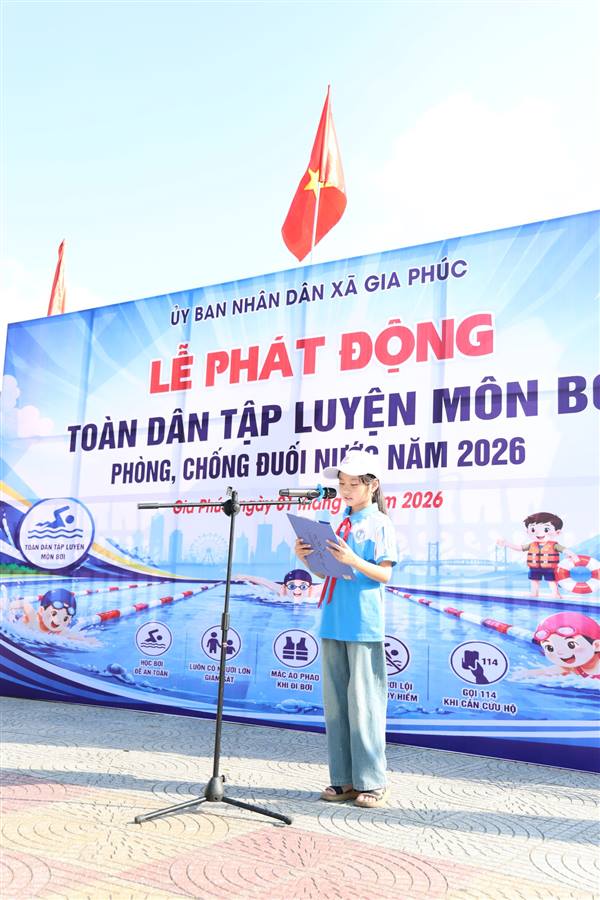 XÃ GIA PHÚC PHÁT ĐỘNG TOÀN DÂN TẬP LUYỆN MÔN BƠI PHÒNG, CHỐNG ĐUỐI NƯỚC NĂM 2026