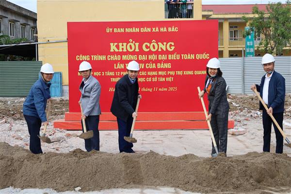 Xã Hà Bắc khởi công  xây dựng Công trình Nhà Lớp học 3 tầng 12 phòng và công trình phụ trợ trường THCS Tân Việt