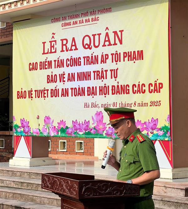 Công an xã Hà Bắc ra quân tấn công, trấn áp tội phạm, bảo đảm an ninh trật tự