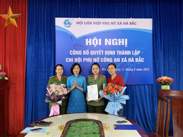 Hội nghị công bố quyết định thành lập Chi hội phụ nữ Công an xã Hà Bắc nhiệm kỳ 2021-2026