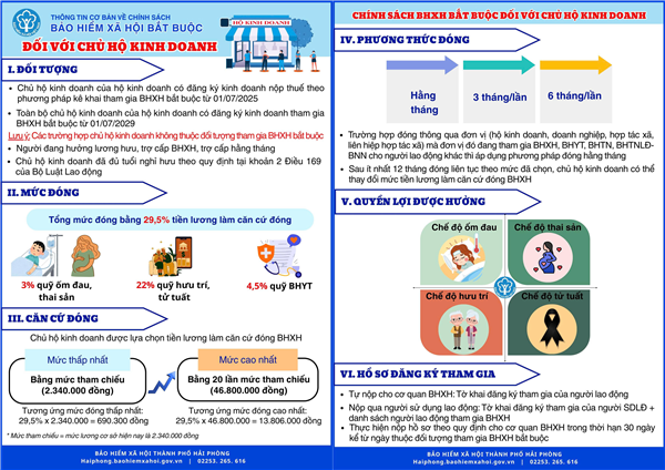 NHỮNG ĐIỀU CẦN BIẾT VỀ CHÍNH SÁCH BHXH BẮT BUỘC ĐỐI VỚI CHỦ HỘ KINH DOANH