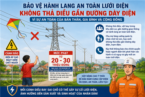  Xã Hà Bắc tăng cường bảo vệ hành lang an toàn lưới điện, không thả diều gần đường dây điện