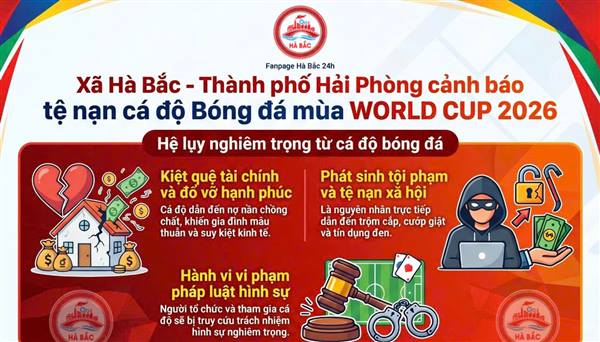 XÃ HÀ BẮC: CẢNH BÁO HIỂM HỌA TỪ TỆ NẠN CÁ ĐỘ BÓNG ĐÁ MÙA WORLD CUP 2026