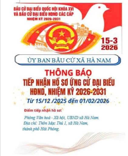 UBND xã Hà Nam thông báo: Tiểu sử tóm tắt những người ứng cử đại biểu HĐND xã Hà Nam nhiệm kỳ 2026- 2031