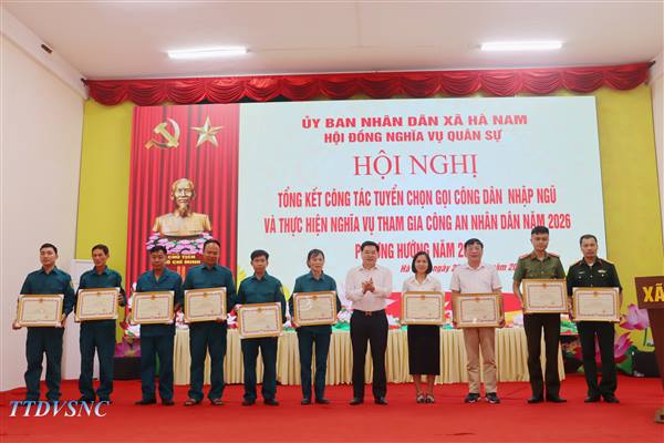 Xã Hà Nam tổng kết công tác tuyển quân năm 2026, hoàn thành 100% chỉ tiêu