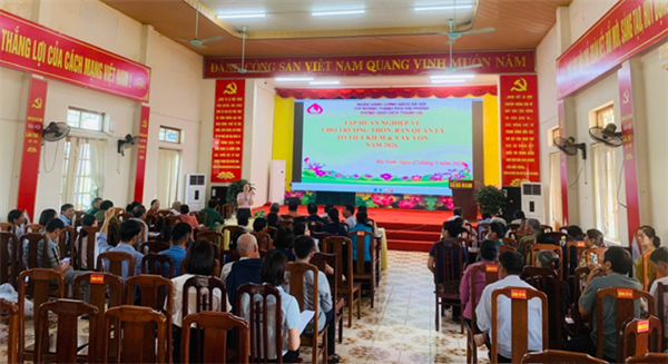 Phòng giao dịch Ngân hàng Chính sách xã hội Thanh Hà tập huấn nghiệp vụ tín dụng chính sách xã hội năm 2026 tại xã Hà Nam