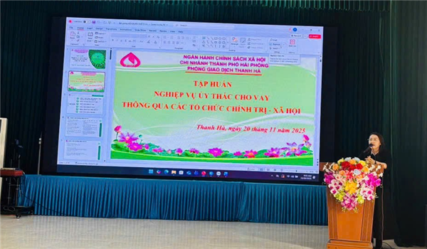 Phòng giao dịch NHCSXH Thanh Hà tập huấn nghiệp vụ ủy thác cho vay thông qua các tổ chức Chính trị - xã hội