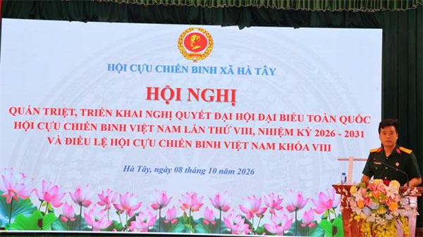 Hội Cựu chiến binh xã Hà Tây quán triệt Nghị quyết, tập huấn nghi lễ phủ Quân kỳ và triển khai nhiệm vụ Quý IV năm 2026