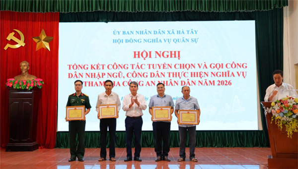 Xã Hà Tây tổng kết công tác tuyển chọn và gọi công dân nhập ngũ, tham gia nghĩa vụ công an nhân dân năm 2026