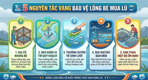 Khuyến cáo các biện pháp bảo vệ cá lồng bè trong mùa mưa lũ năm 2026