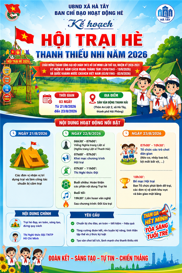 Kế hoạch Tổ chức Hội trại hè Thanh thiếu nhi năm 2026