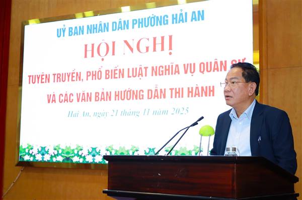UBND phường Hải An tổ chức Hội nghị tuyên truyền, phổ biến Luật Nghĩa vụ quân sự và các văn bản hướng dẫn thi hành.