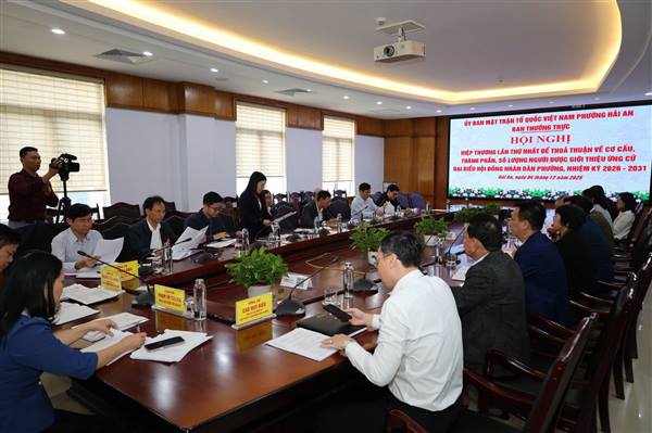 UBMTTQVN PHƯỜNG HẢI AN TỔ CHỨC HỘI NGHỊ HIỆP THƯƠNG LẦN THỨ NHẤT GIỚI THIỆU NGƯỜI ỨNG CỬ ĐẠI BIỂU HĐND PHƯỜNG