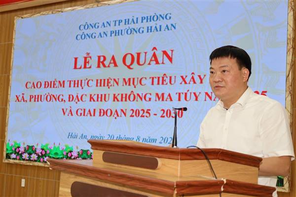 Công an phường Hải An tổ chức Lễ ra quân cao điểm thực hiện mục tiêu xây dựng xã, phường, đặc khu không ma túy năm 2025 và giai đoạn 2025-2030